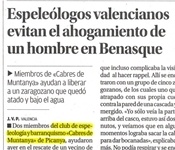 Espeleólogos picanyeros evitan el ahogamiento de un hombre en Benasque