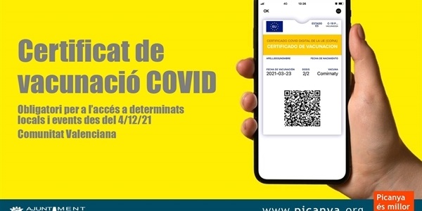 Informació sobre el certificat vacunació COVID-19